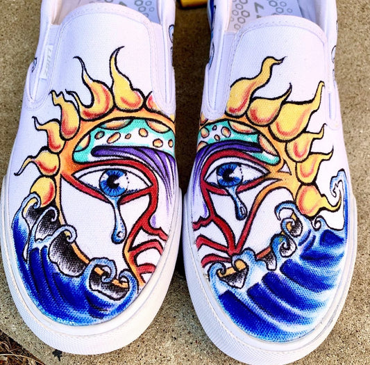 Sublime 40 Ounces To Freedom Album Cover Hand Painted Slip On Shoes W 11 M 9.5